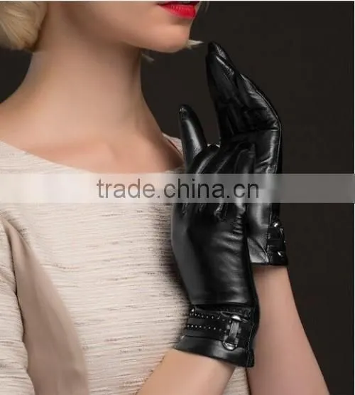 Fashionable Leather Gloves For Women Classic Black Leather Gloves For Women