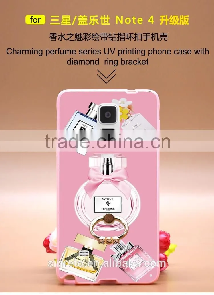 Phone Case For Samsung Note4 Slim Prefume TPU+PC With metal Ring