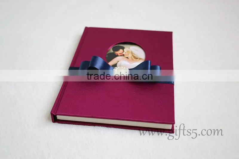 Excellent Silk Covor Wedding Guest Book with photo frame