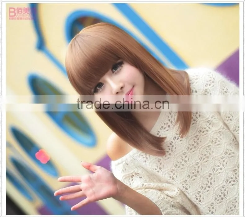 Real Female Hair Wigs Straight Short Hair Korean Pear Small Head Wig