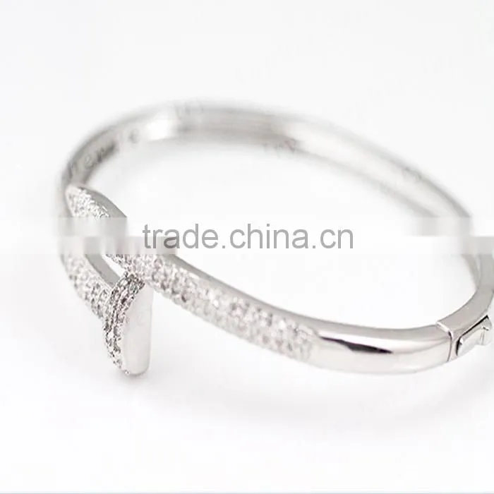 Modern design jewelry 925 sterling silver jewellery micro pave setting bangle