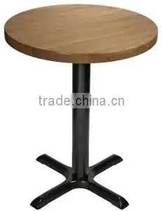 wooden table top metal base restaurant or coffee dining table