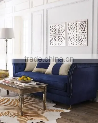 Cheap price baroque style dark purple color 3 seater wooden chesterfield sofa for living room used