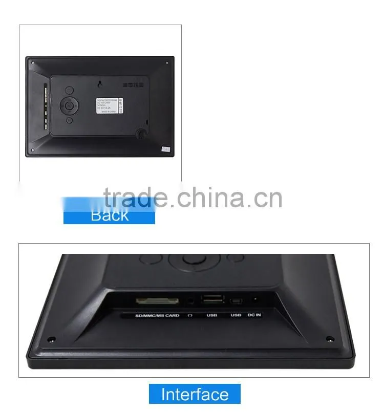 black color tablet usb sd card 10 inch mini wall mount digital photo frame