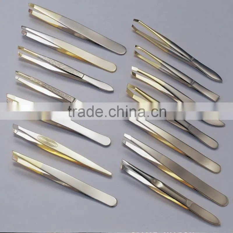 Durable 24K gold finish tweezers,gold beauty tools