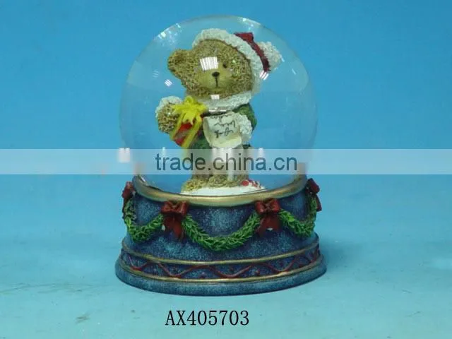 Customized music crystal glass snow ball for Christmas gift resin Craft / christmas glass snow ball