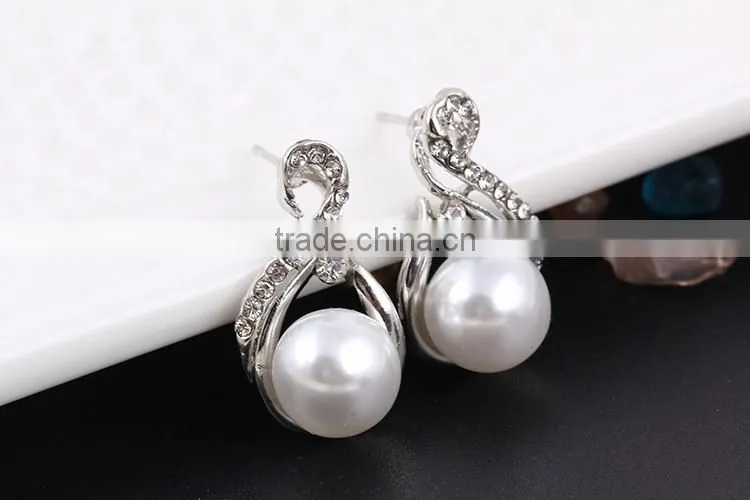 Small Order China Wholesale necklace with pearl earring gold 3pcs jewelry set korean