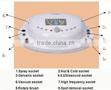 Microdermabrasion machine Vacuum & spray +.GALVANIC +,GALVANIC-+HIGH FREQUENCY+Spot removal 9 in 1 machine