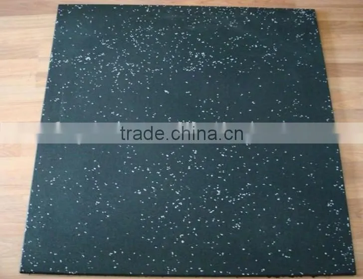 100% Re-Tire recycled rubber gym tiles,1m X 1m Gym Rubber Tiles With EPDM Flecks