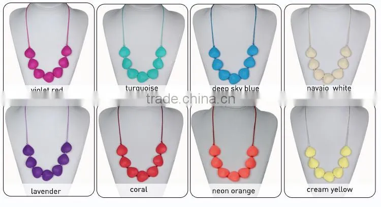 China BPA Free jewellery Silicone Baby Teething Necklaces