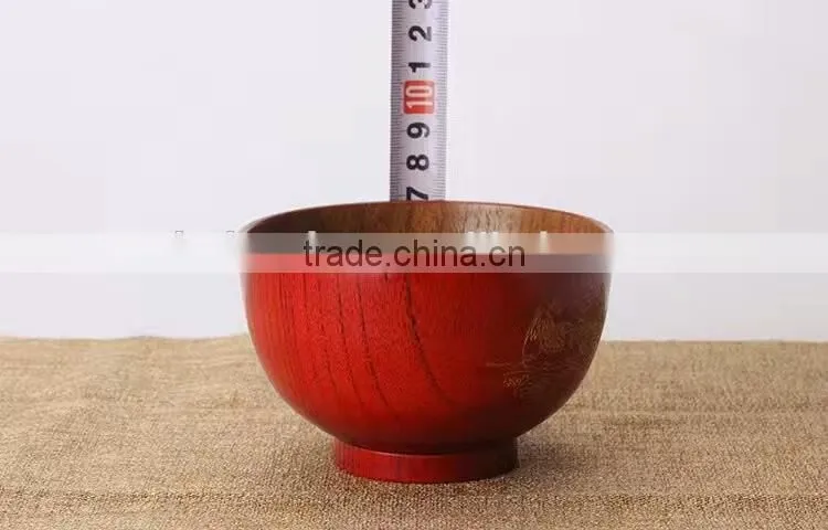 Red Chinese carved soup bowl