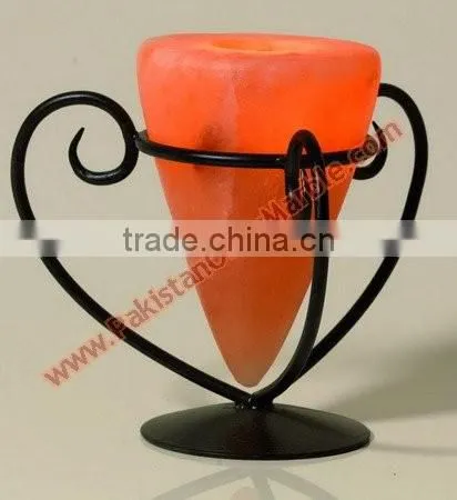 WROUGHT IRON SALT CANDLE HOLDER & TEALIGHTS