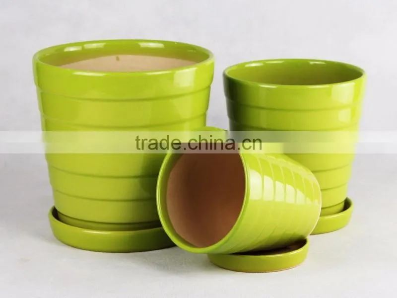 Light blue ceramic pot with plate