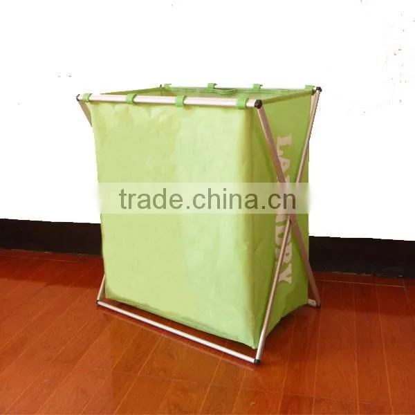Aluminum frame collapsible laundry hamper and laundry cart