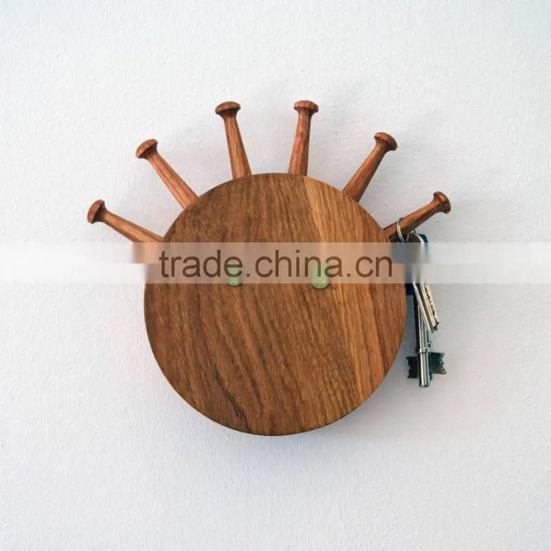 Solid wood Key rack Wooden Keyring Shelf Mad Hair Day Key Ring