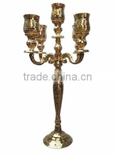 silver mirror mosaic candelabra