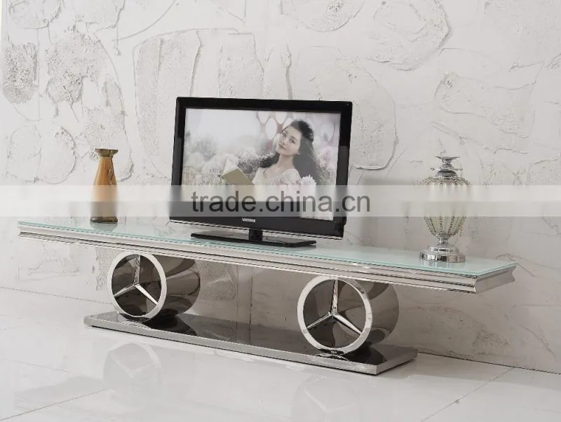 E413 Home Funituire Tempered Glass Modern TV Stand Showcase