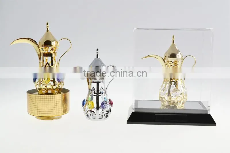 Gold Plated Decorative Mid-east Kettle with Acrylic Box for home decoration