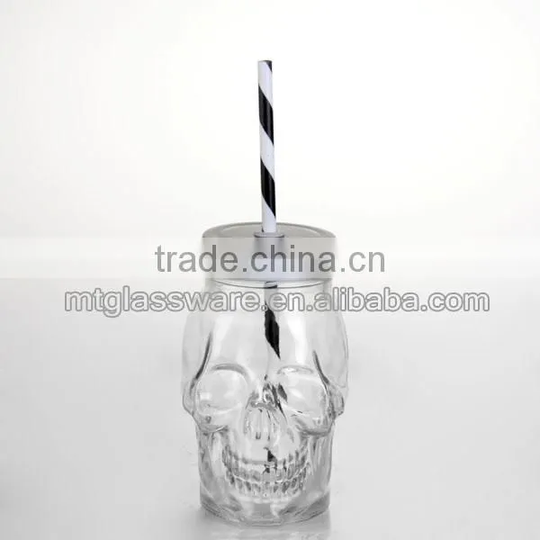 2016 newest 14oz skull paper transter glass oil&vinager bottle