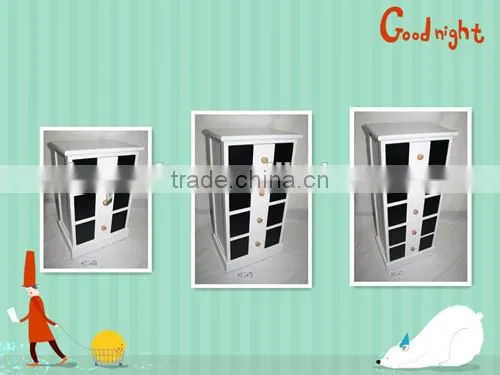 Mixed Colorful Three Drawers Wooden Cabinet Bedroom Furniture