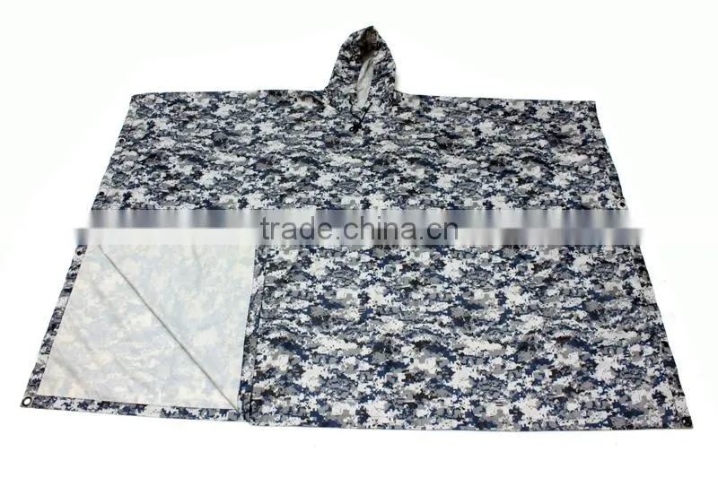 190T 210T 145x110cm military green rain coat poncho with Logo