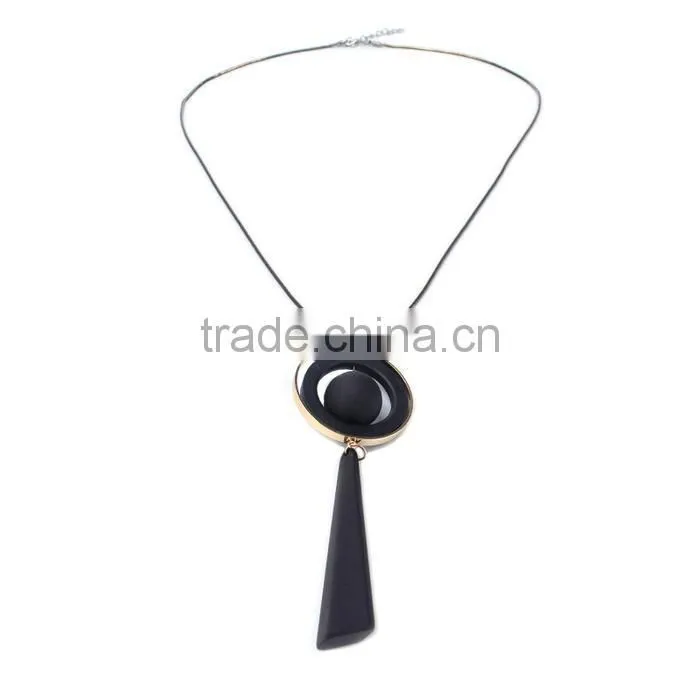 chunky bead ball wood hoop gold hoop rubber strip pendant necklace long geometric necklace