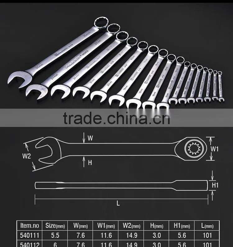 combination spanner different size chrome vanadium harden spanner tools set