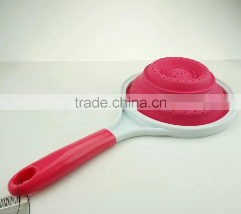 16071 SILICONE Heat resistant foldable silicone pasta strainer Silicone Colander Collapsible Strainer