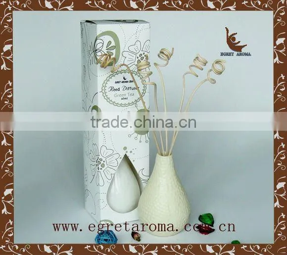 EA3-0863 reed diffuser with ceramic bottle curled rattan sticks lavender fragrance