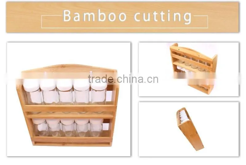 Aonong bamboo flavoring jar display rack/ bamboo castor rack/ spices bottle holder