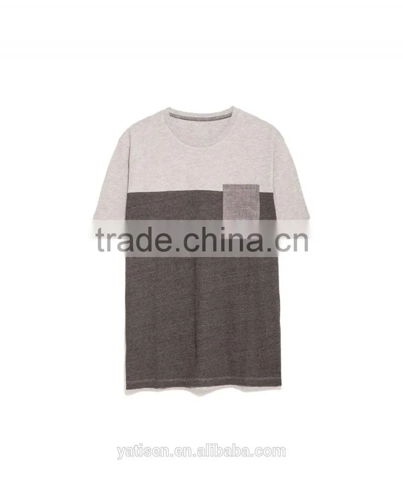 mens t shirt wholesale custom t shirt with contrast color plain color grey t shirt with one pocket