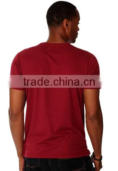 Men's Merlot Cotton Tshirt With Contrast Chest Pocket