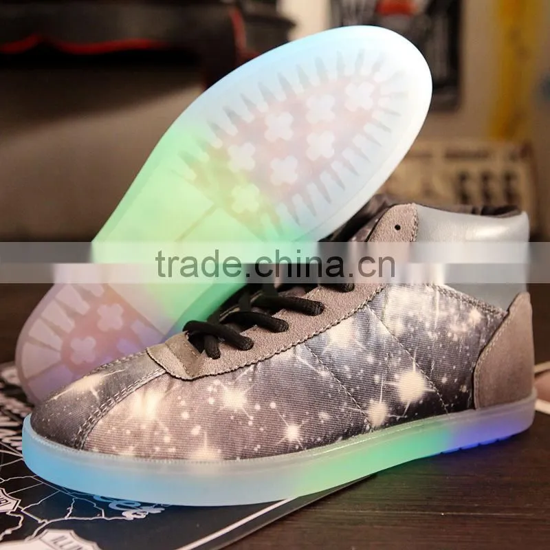 HFR-JS08 2015 super fashion latest LED glittering canvas shoe