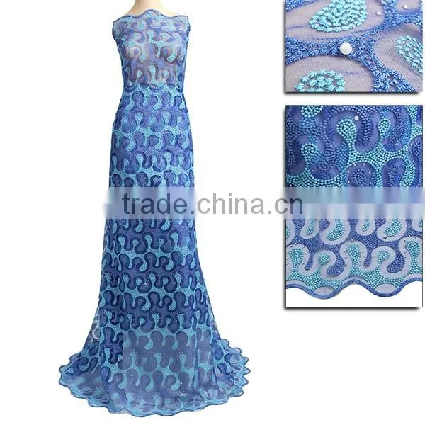100% High Quality African Guangzhou Lace Fabric Tulle Lace Fabric Multi Color