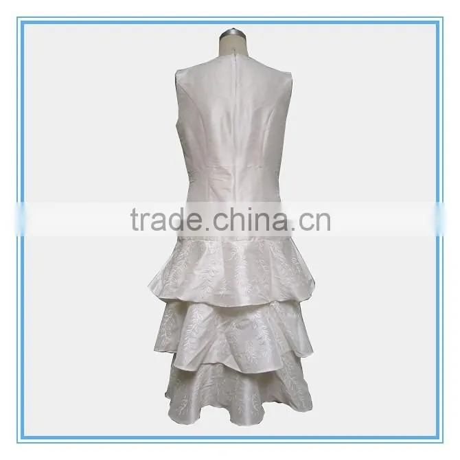 Fashion Business Suit 3/4 Sleeve Bolero+Dress Suit Flare Embroidery Skirt Sweep
