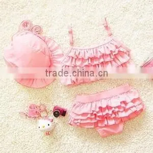 Romantic purple swimsuit two piece set ruffled bikini summer beach wear
