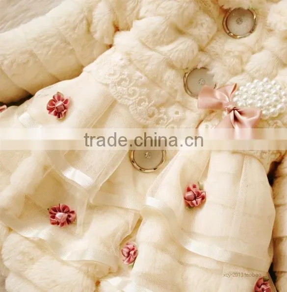 Children's Girls Elegant Baby Faux Fur Fleece Lined kid Coat 18908