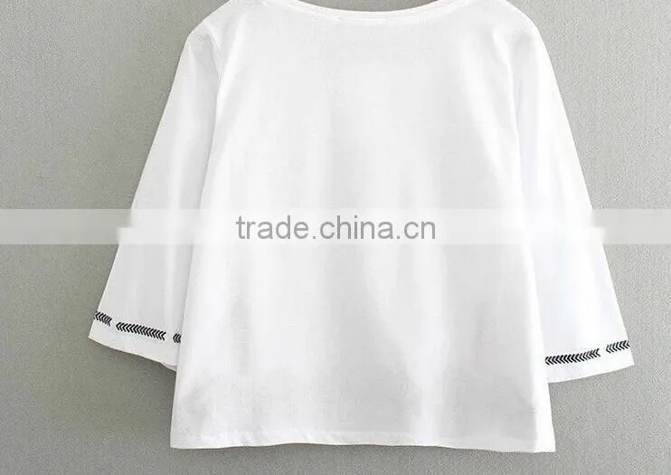 HIGH QUALITY EMBROIDERY PATTERN WOMEN CASUAL SHIRTS