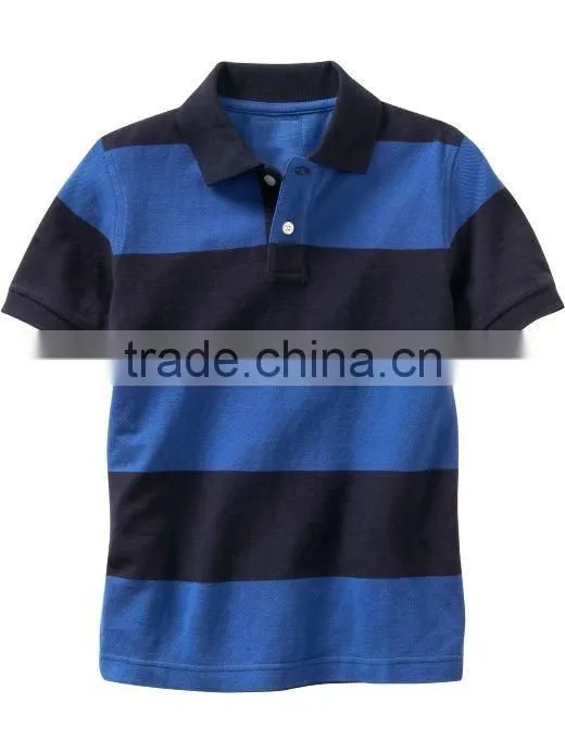BOYS CUT & SEW SHORT SLEEVE POLO T SHIRT WITH WOVEN COLLAR