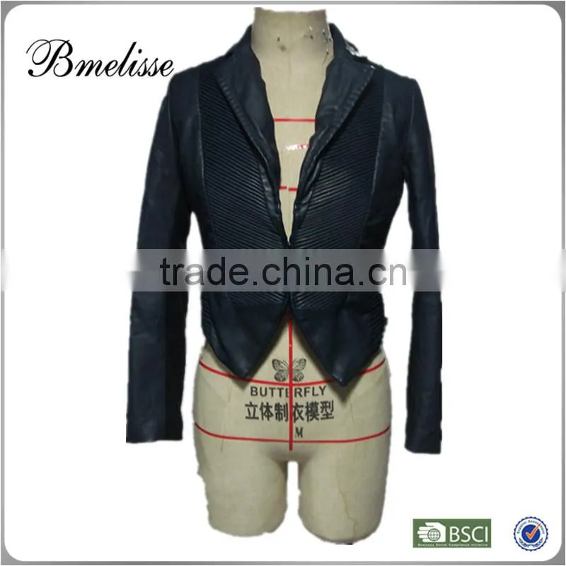 2015 PU leather biker jacket for women