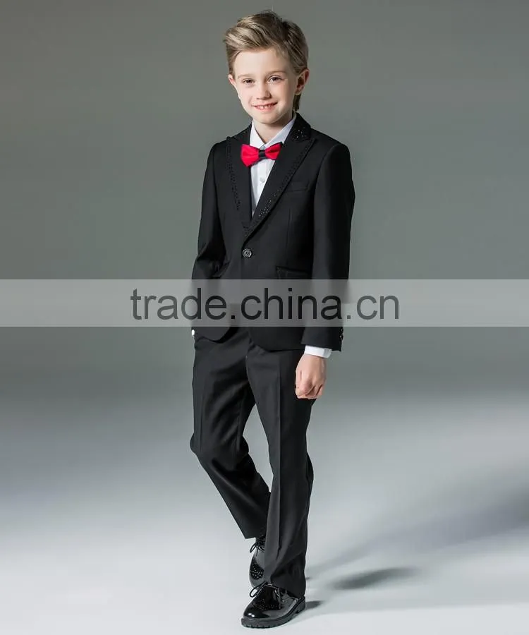 ELPA NXB0097 slim black fancy 3 piece designer kids boys suits