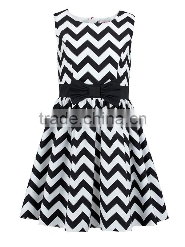 kids party dresses wholesale Custom Kids Costume Lovely Chevron Baby Girls Spring Cotton Ruffle Dresses