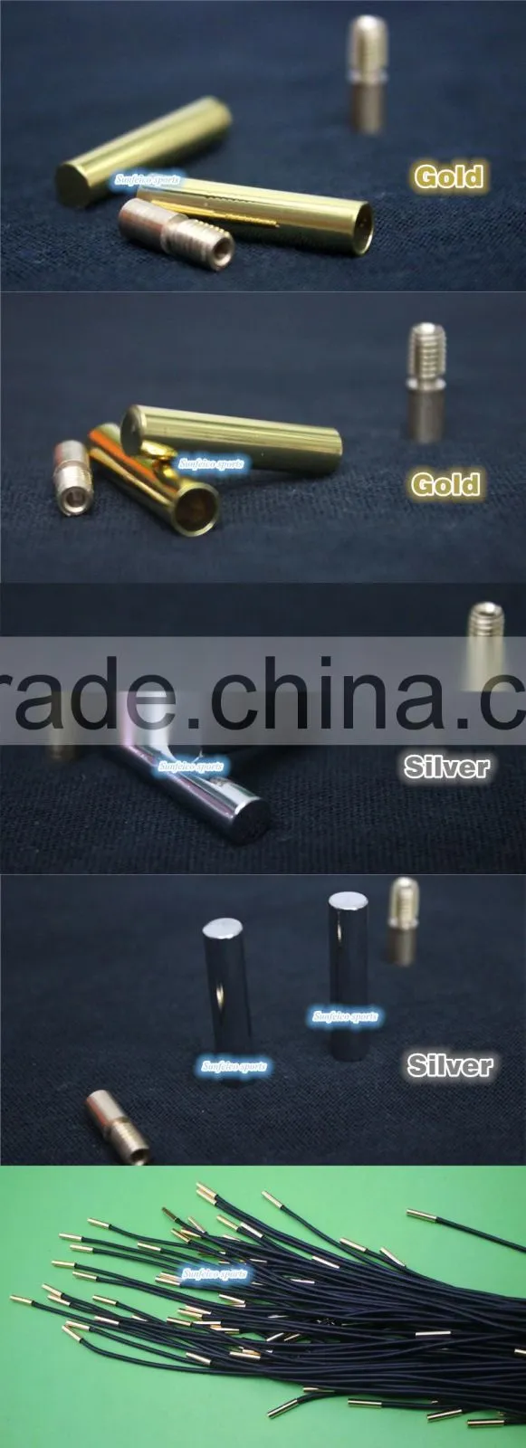 Gold/Silver 23mm Shoelaces Laces Cylindrical Aglets For Mids & Lows Trainers - Metal Aglets Shoe Laces Tips Replacement