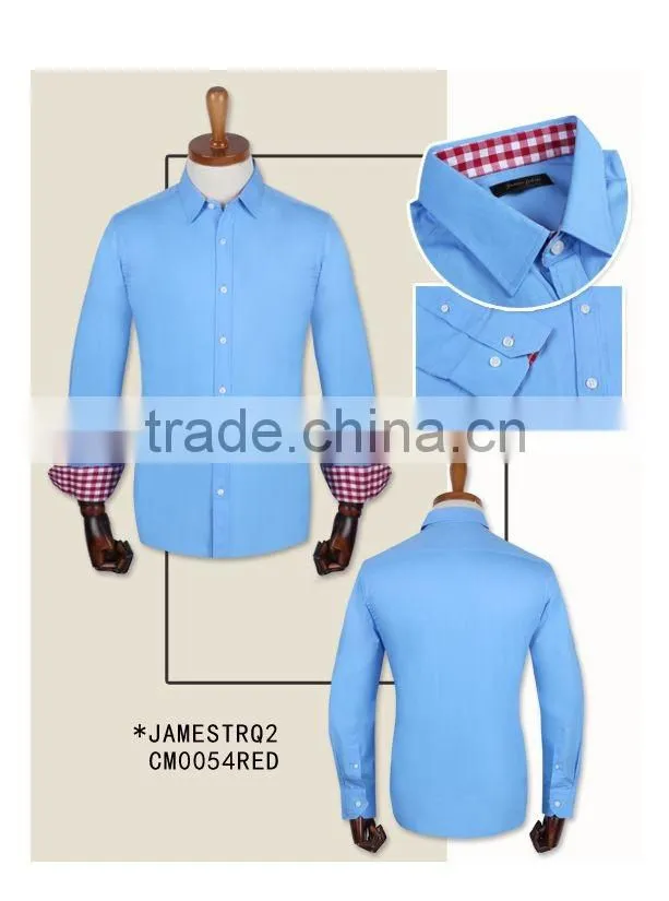 100% cotton blue poplin custom made to measure custom mens dress shirt