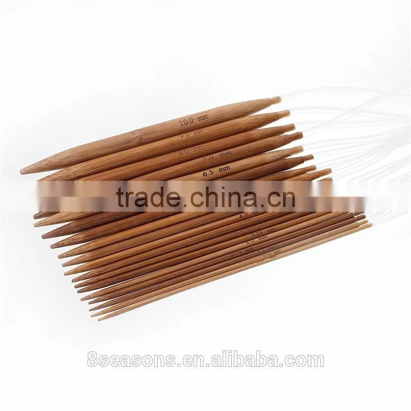 Natural Bamboo Circular Knitting Needles 80cm(31 4/8") long, Needle Thickness: 10mm - 2mm, 1 Set (18 Pairs/Set)