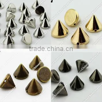 8x6mm silver cone shape sew on spike studs for shoes clothing