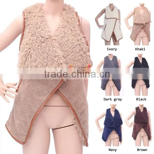 stocked extended sizing sherpa leather vest