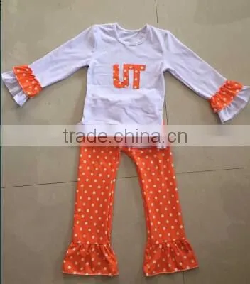 Hot sale winter kids Christmas pajamas wholesale 100% cotton pajamas fabic girls chevron printing clothes sets boutique design