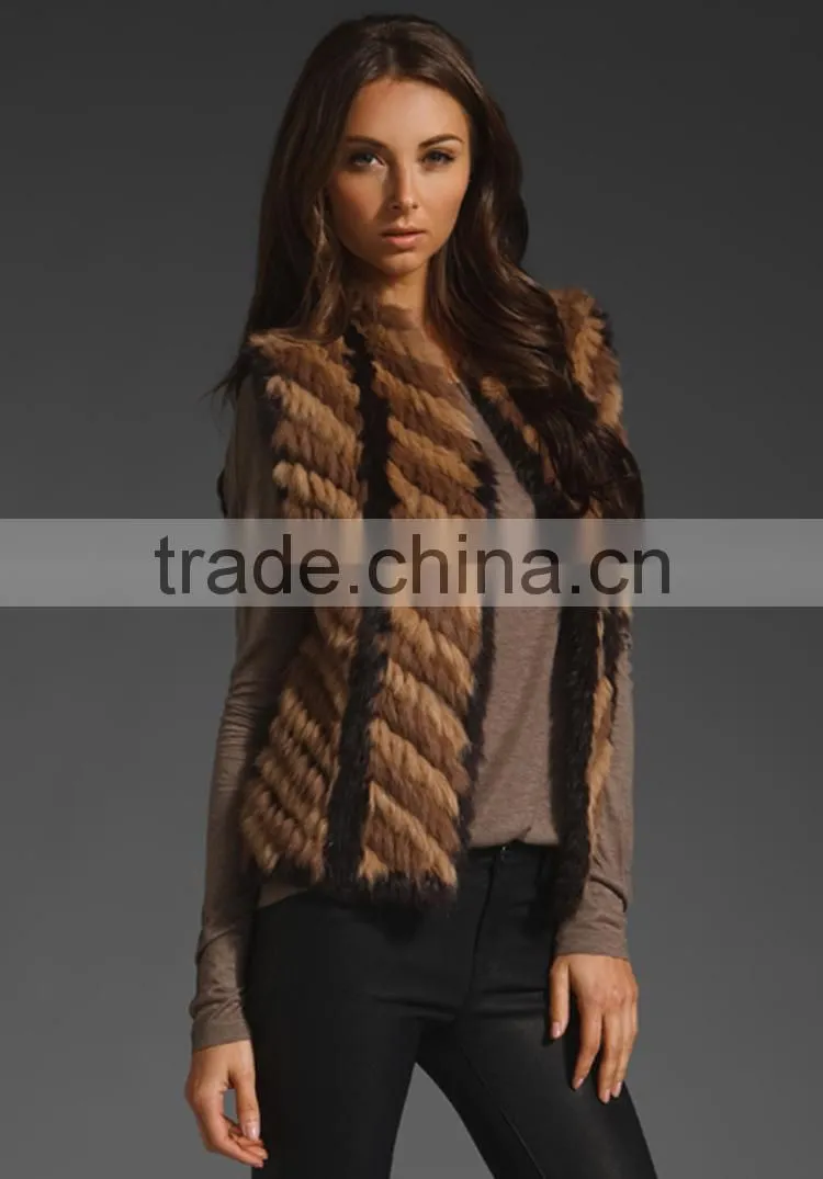 China Factory Wholesale YR570 Wholesale and Retail China Supply Hand Knit Rabbit Fur Wear Vests