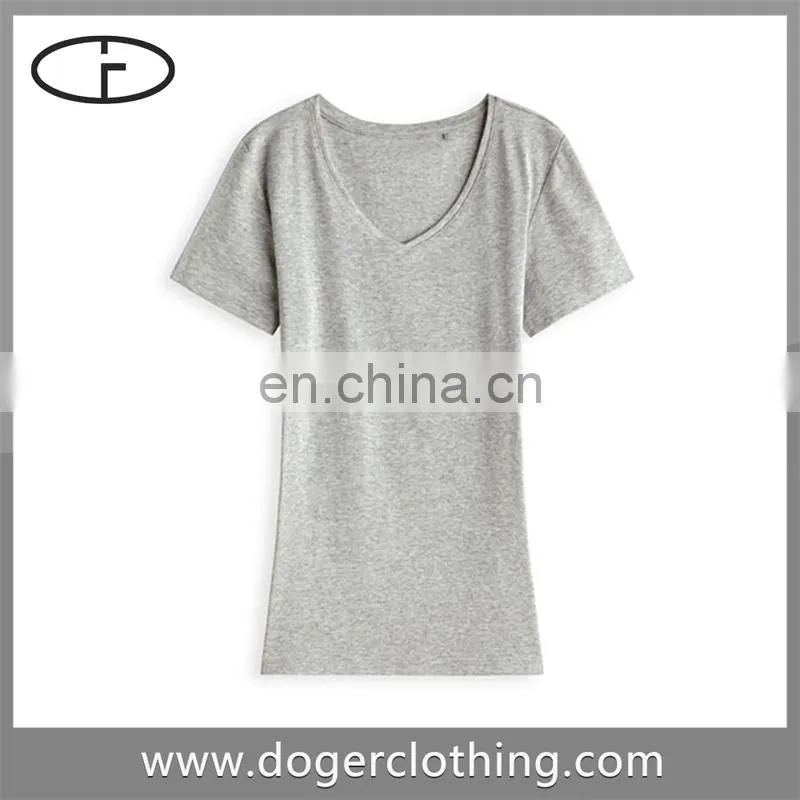 Ladies slim fit vneck tshirts wholesale factory